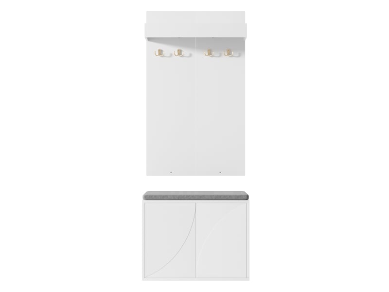  Portemanteau avec banc et rangement 60 cm blanc  - Conforama W