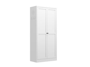 Meuble de rangement 155 x 70 x 35 cm buffet de cuisine coloris blanc structure en métal 4 étagères réglables en hauteur structure stable rangement alimentaire pose libre