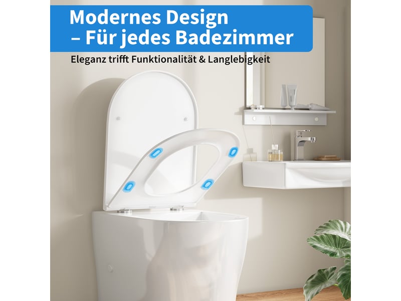  Abattant wc rond 17 pouces blanc, couvercle plat, soft-close silencieux, quick-release, fixation dessus PTH_33B5UUVR - Conforama D