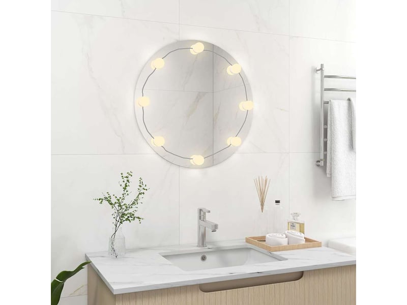  Miroir mural avec lampes led rond verre cf62813  - Conforama B