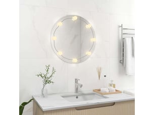 Miroir mural avec lampes led rond verre cf62813