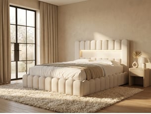 Lit 2 places 160x200 cm <strong></strong>  <strong></strong> coloris beige