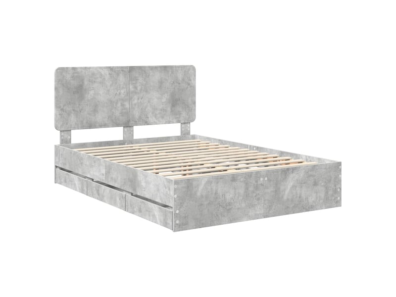  Lit double- lit adulte -  cadre de lit gris béton 150 x 200 cm bois ingénierie  - Conforama C