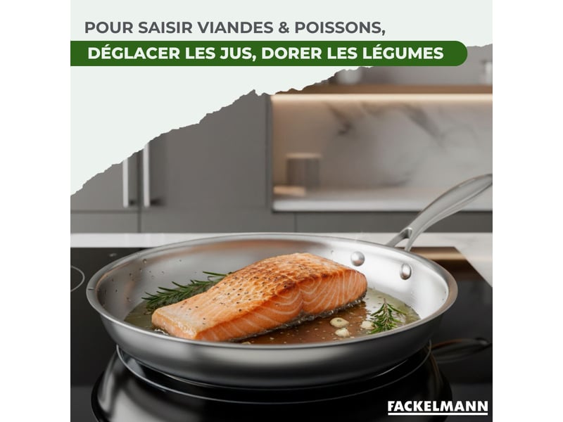 2 poêles 20 cm et 24 cm inox 1810 triply fackelmann vita3 9238650B88 - Conforama D