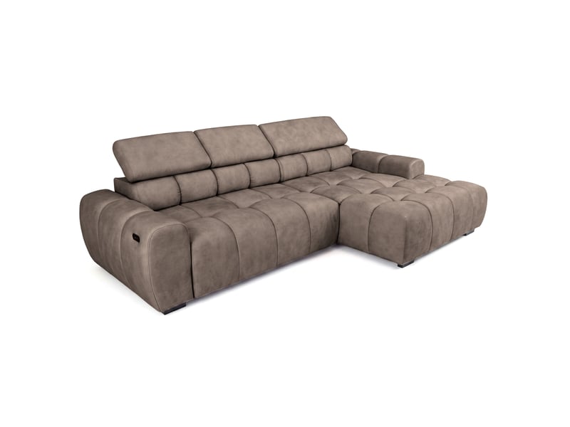  Canapé d'angle aldo avec fonction couchage, côté droit, tissu salvador, marron clair (03)  - Conforama C