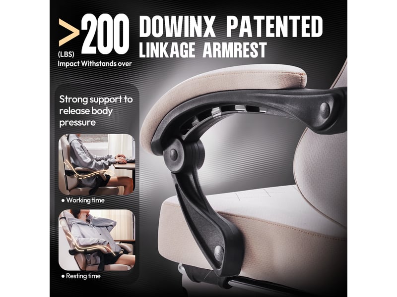  Fauteuil gaming – assise à ressorts ensachés – coussin lombaire massant – repose-pieds – charge maximale 135 kg – beige  - Conforama D