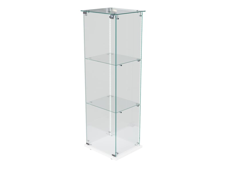 Vitrines, vitrines en verre, armoires de rangement verticales en verre, vitrine verre avec led, adaptées aux salons, chambres, bureaux, blanc - Conforama W