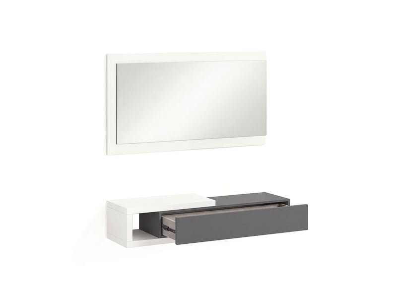  Armoire de couloir derek avec miroir blanco artik (blanco mate) - gris grafito 95 x 19 x 26 cm REC26A01AG - Conforama E