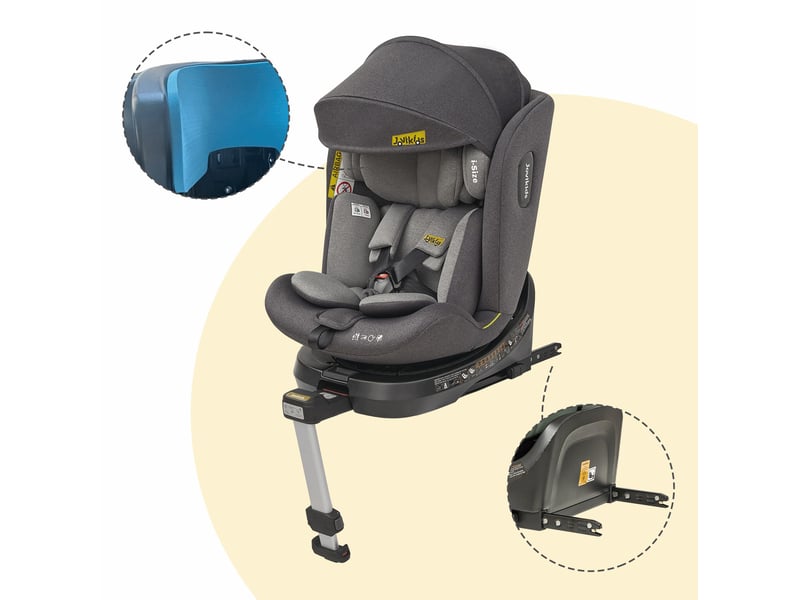  Siège auto enfant pivotant 360 degrés 40-150 cm gris en tissu, isofix i-size avec inclinaison réglable  - Conforama B