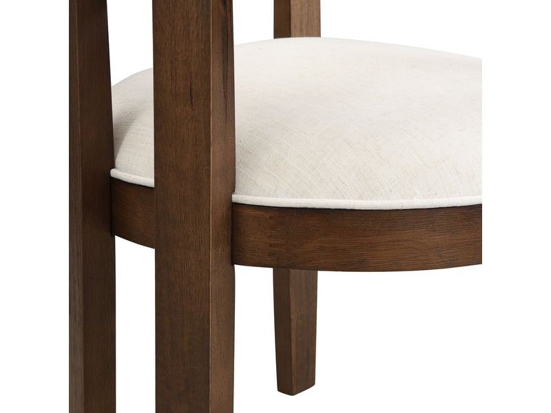  Fauteuil de salle à manger siège respirant 2 pièces bois massif tissu en lin grand confort teinte noyer style moderne  - Conforama D