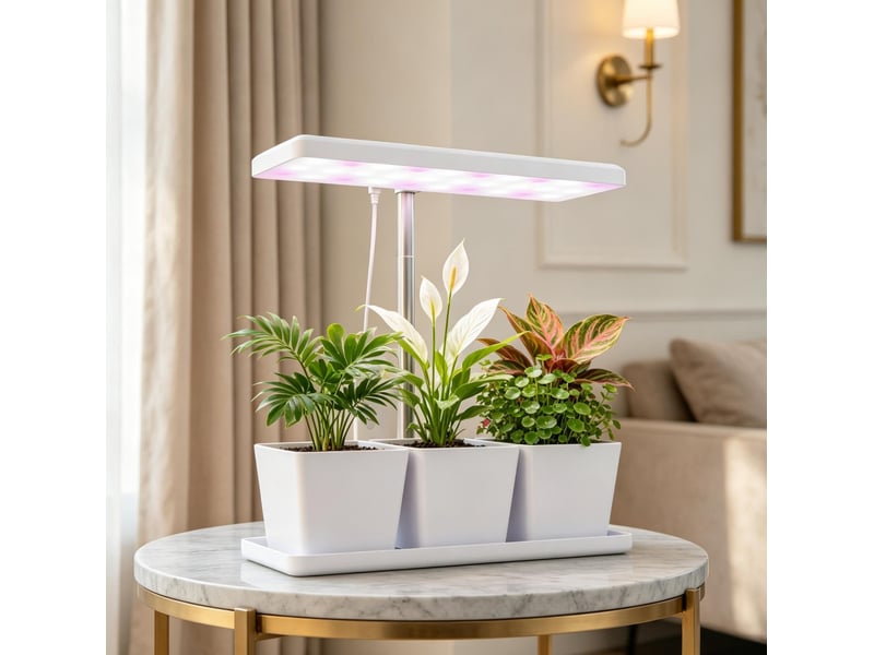  Lampe led de croissance 10 w à spectre complet avec 3 pots de culture blancs  - Conforama D