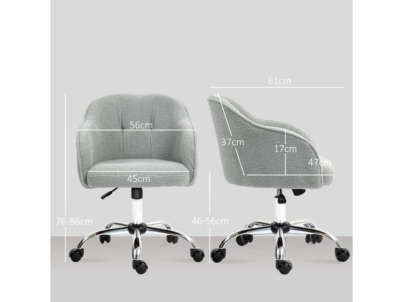  Fauteuil de bureau pivotant tissu effet teddy gris 56 x 61 x 76-86 cm  - Conforama C