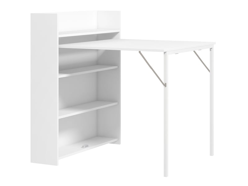  Table à manger pliante 90x80x93 cm avec rangements mdf blanc  - Conforama A