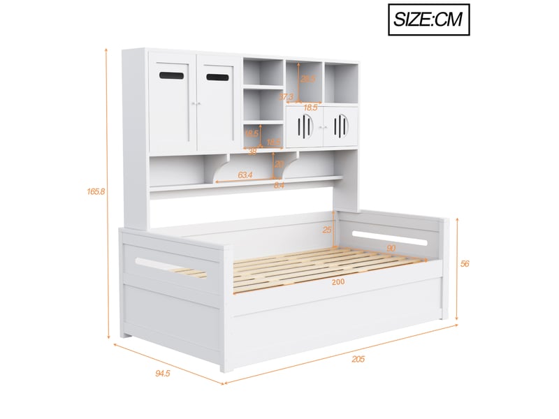  Lit coffre 90x200cm coloris blanc bois massif lit enfant blanc - Conforama C