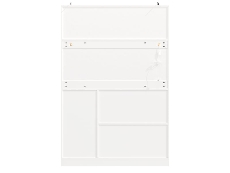  Armoire de cuisine, avec éclairage led, 120 x 40 x 188 cm, avec 4 portes, coloris vert et noir et blanc, solution de rangement fonctionnelle  - Conforama C