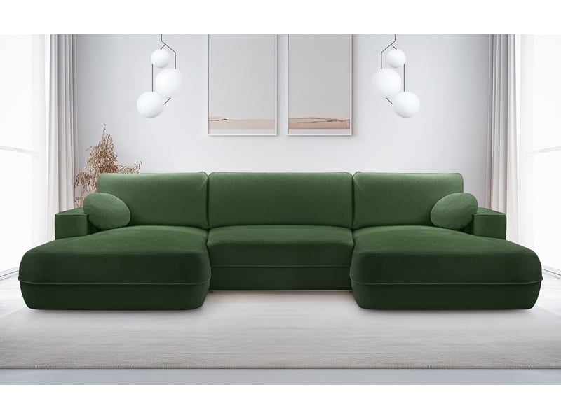  Canapé d’angle en u fonction lit peoni 364 cm vert foncé Peoni - Conforama B