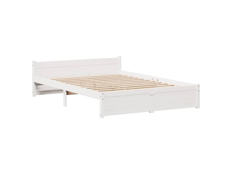  Lit double- lit adulte -  cadre de lit sans matelas blanc 150x200 cm bois de pin massif  - Conforama D