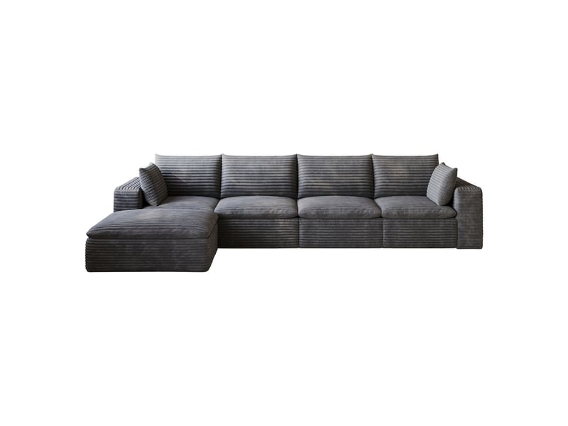  Canapé tissu côtelé design à double couche revêtement amovible sans montage gris foncé  - Conforama E