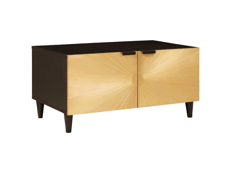 Table basse - table de salon - table à thé noir et or 80 x 50 x 40 cm bois d'ingénierie - Conforama B
