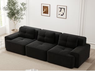 Canapé modulable cloud 3 places noir, angle, sans structure, velours côtelé, assise profonde, sans montage – 293x104x69cm