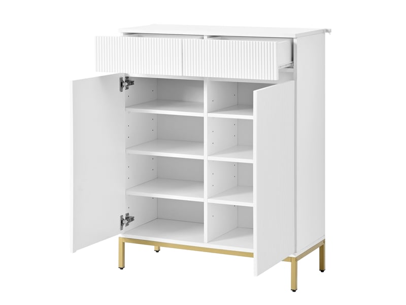  Vestiaire d’entrée avec banc, meuble à chaussures et led, 80x35x103 cm blanc  - Conforama R