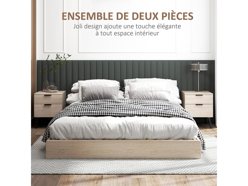  Lot de 2 tables de chevet à tiroirs 40 x 40 x 50 cm rangement optimisé stabilité scandinave contemporain en bois chêne 21_0001616  - Conforama C