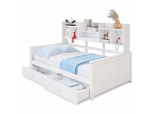 Lit avec rangement 90x200 cm <strong>STILVORA</strong>  <strong></strong> coloris blanc