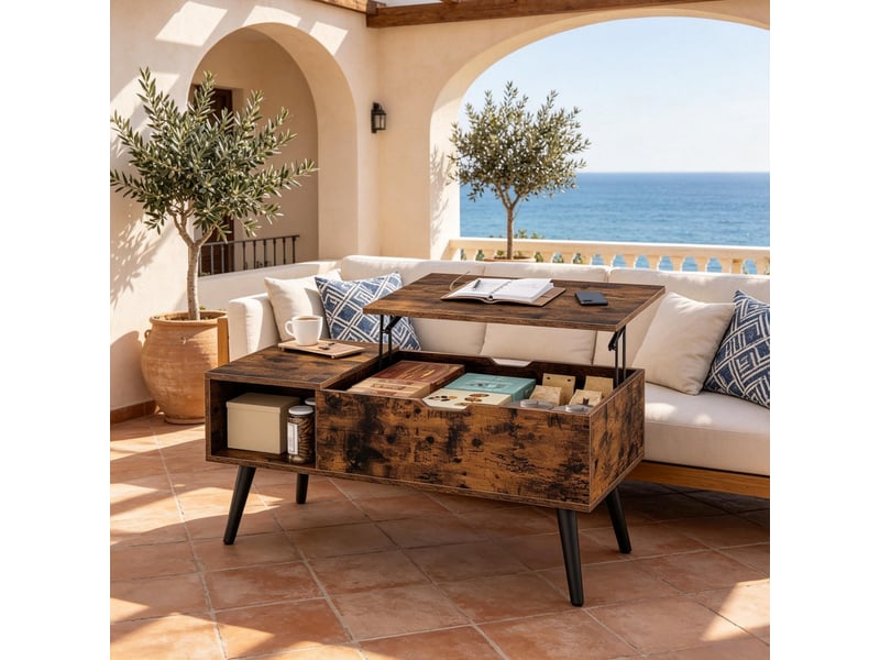  Table basse - table de travail temporaire, table d'appoint multifonctionnelle, table de salon, table basse, brun rustique  - Conforama W