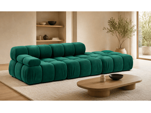 Canapé modulable 3 places avec pouf VENUS – velours vert – 282 cm