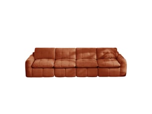 Canapé 4 places - 334 x 97 x 68 cm - canapé modulable en chenille avec assise profonde et coussins - orange