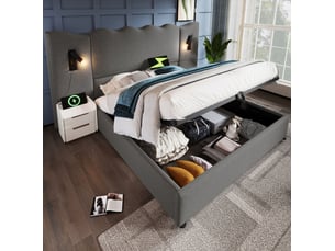 Lit coffre 180x200 cm HAVRYA coloris gris