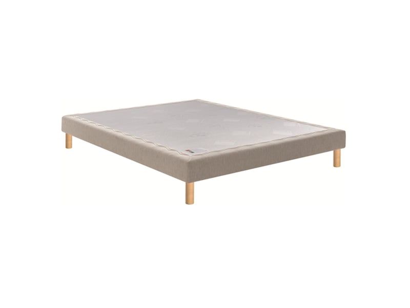  Somier tapissier 100x190 cm ton beige galet confort ferme suspension à lattes passives 12 lattes en sapin cadre en bois sur pieds 7758073 - Conforama A