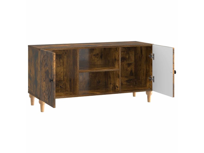  Meuble tv - banc tv - meuble de rangement chêne fumé 102 x 34,5 x 50 cm bois d'ingénierie  - Conforama E