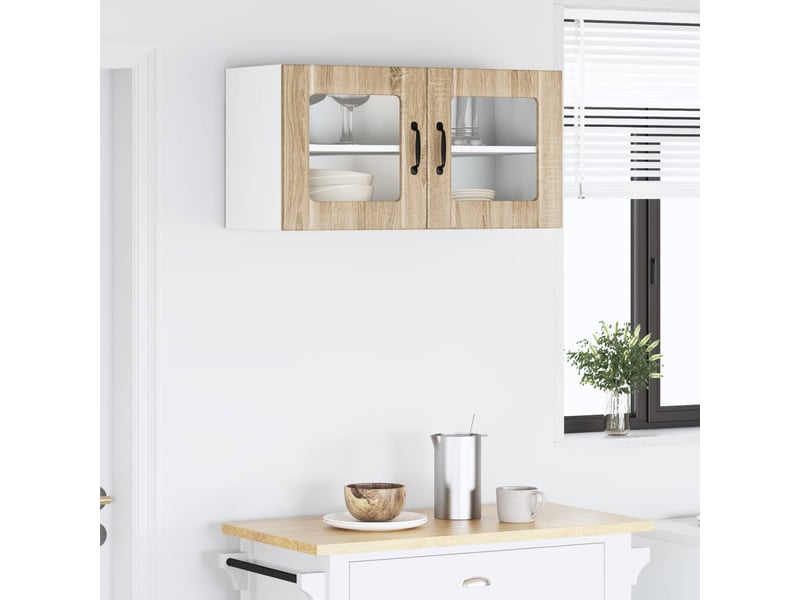  Cabinet de verre mural porto chêne sonoma 80x31x40cm  - Conforama D