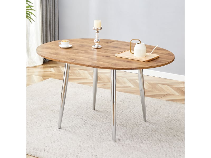  Table à manger plateau extensible table de salle à manger format rond conversion en ovale  - Conforama B