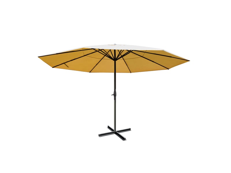  Parasol de jardin diamètre 5 m avec manivelle et pied en croix polyester crème et aluminiun 04_0011459  - Conforama A