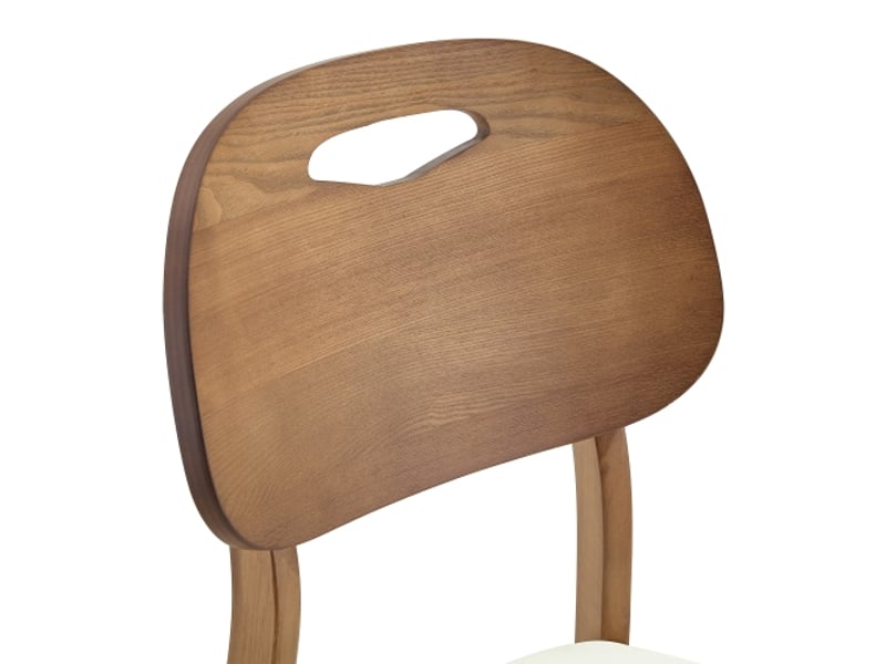 Lot de 2 chaises de salle à manger en bois modernes - dossier ovale, poignée intégrée, rembourrées - Conforama E