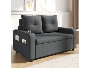 Canapé convertible 2 places - 131x81x94cm - canapé double 3 en 1 en tissu avec usbtype-c, porte-gobelets & poches - gris