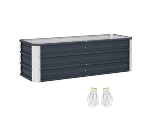 Jardinière surélevée de jardin en acier 125x47x40 cm – gris anthracite – fond ouvert, gants inclus