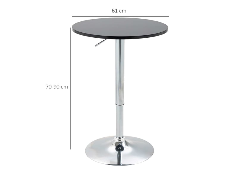  Table de salle à manger ronde réglable en hauteur avec plateau pivotant et pied antidérapant pour intérieur noire 61×70-90 cm  - Conforama D