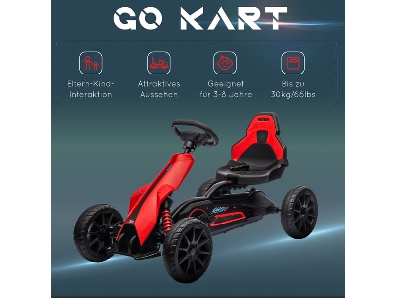  Kart à pédales 100x58x58,5 cm siège réglable plastique rouge  - Conforama E