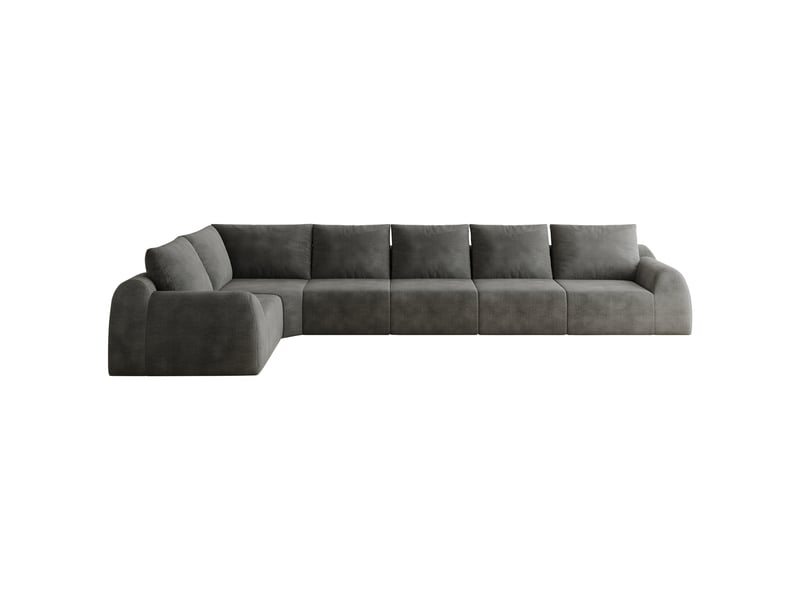  Canapé d'angle gris foncé 6 places 401 cm - tissu chenille mousse haute élasticité sans montage  - Conforama A