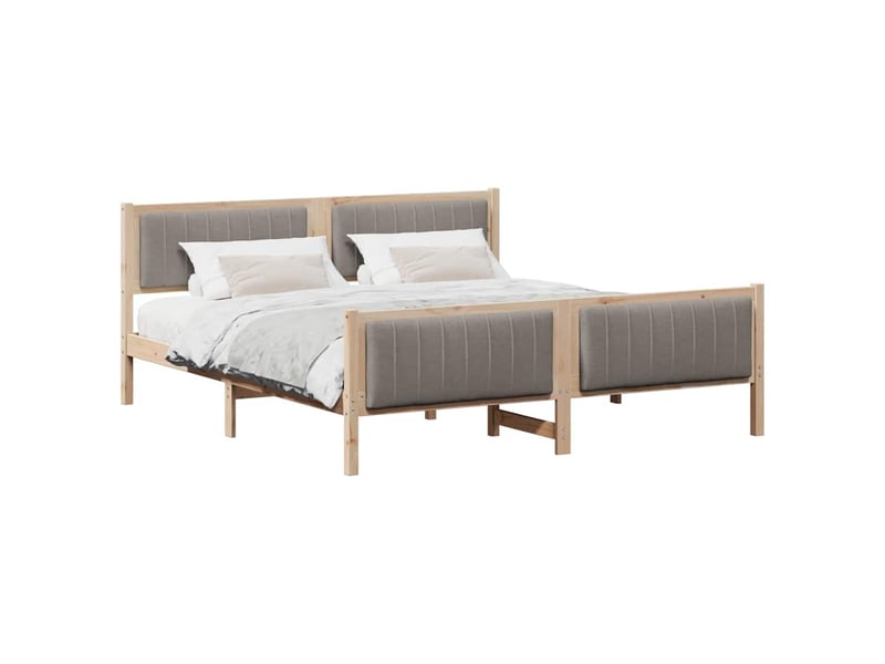  Lit double- lit adulte -  cadre de lit marron et taupe 180 x 200 cm bois massif en pin  - Conforama B
