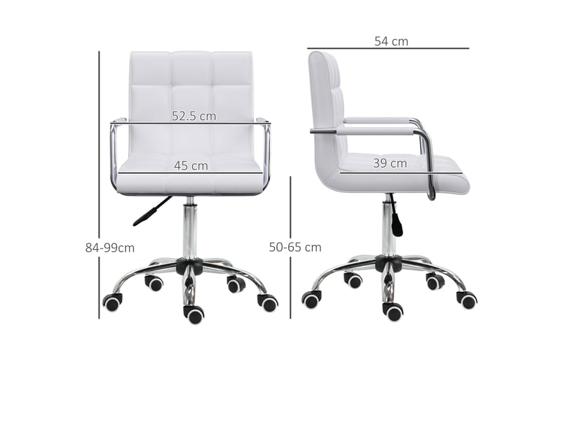  Chaise de bureau ergonomique,52.5x54x84-99 cm,réglable,pvc,blanc  - Conforama C