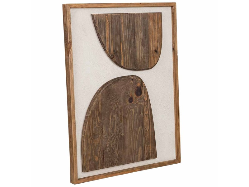 Tableau artisanal en bois recyclé relief marron et blanc 62x4x82 cm h - Conforama A