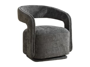 Fauteuil pivotant 360° barrel chair avec dossier ergonomique - lpospi - chenille, bois gris foncé