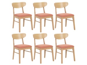 Lot de 6 chaises de salle à manger hwc-m59, chaises de cuisine, tissutextile, bois massif - structure claire, terracotta