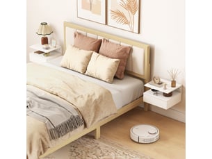 Lot de 2 tables de chevet flottantes à fixer au mur avec tiroir en blanc, mesurant 35x32x22,5 cm