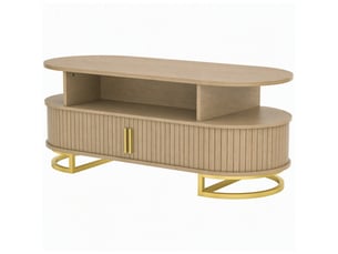 Table basse ovale coloris bois clair <strong></strong> <strong></strong> - 50 cmx120 cm