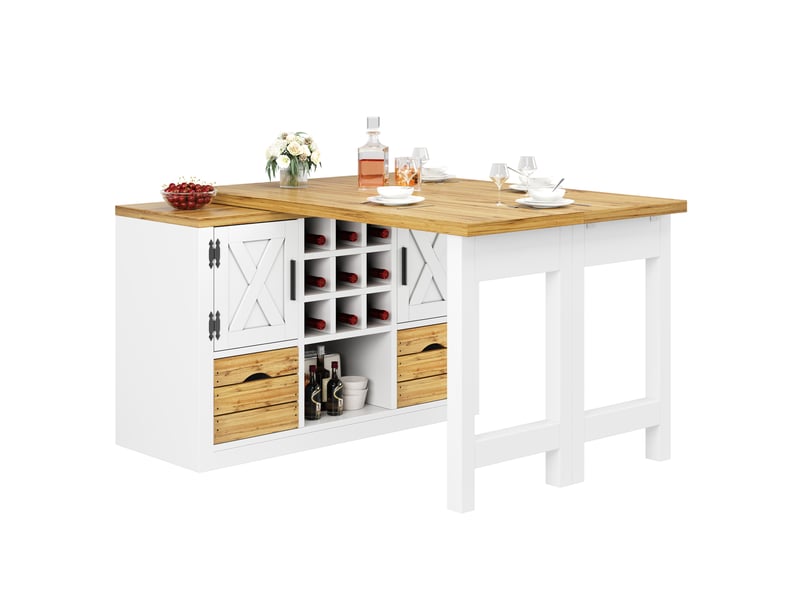  Buffet de cuisine modenvie extensible 120-197 cm pivotant mdf blanc  - Conforama A